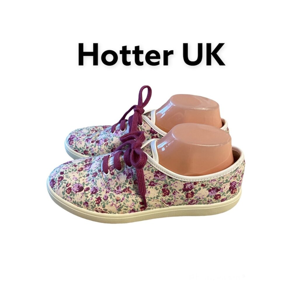 Hotter UK Mabel Floral Sneakers Tennis Shoes Size 8.5